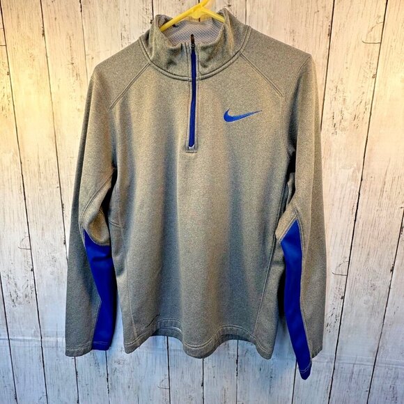 Nike Therma-Fit Fleece Pullover 1/4 Zip Men's Size S Blue & Gray - Picture 1 of 6